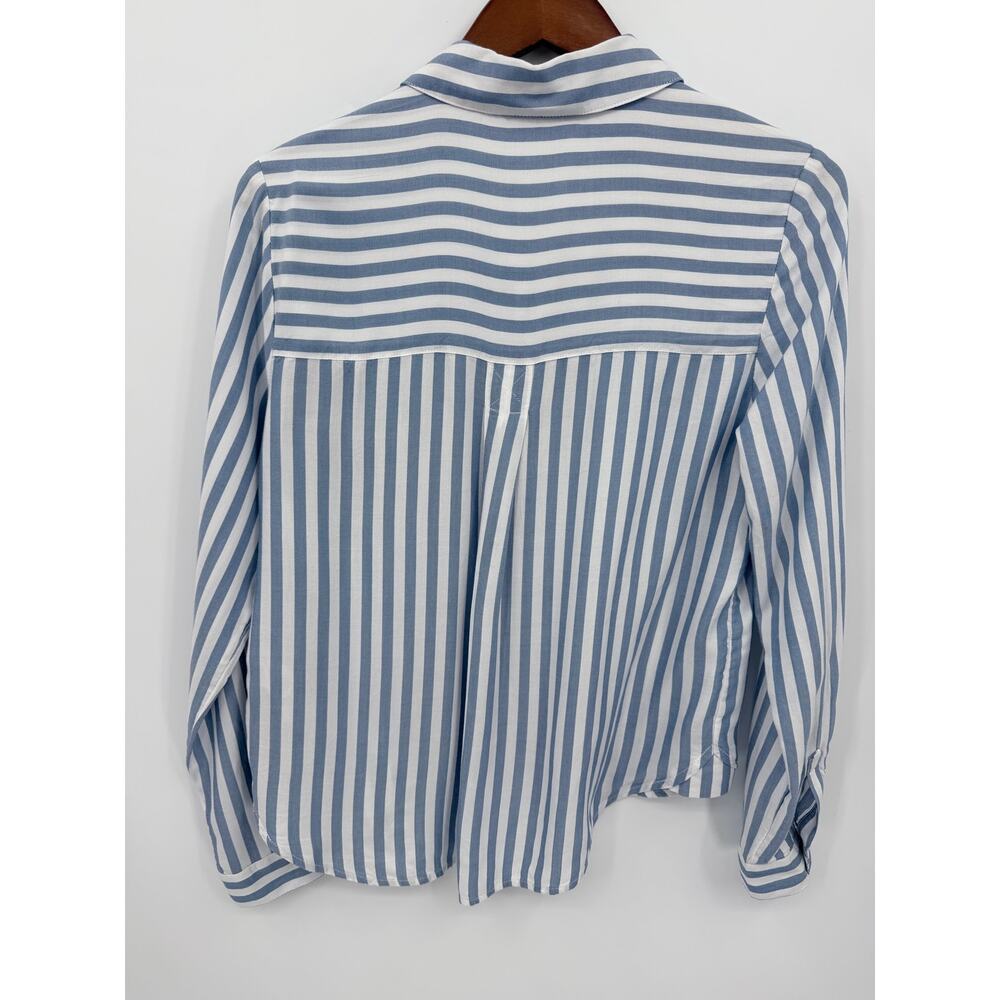 Beachlunchlounge Candace Stripe Button Up Shirt Coastal Beachy Small Blue White - Picture 5 of 8